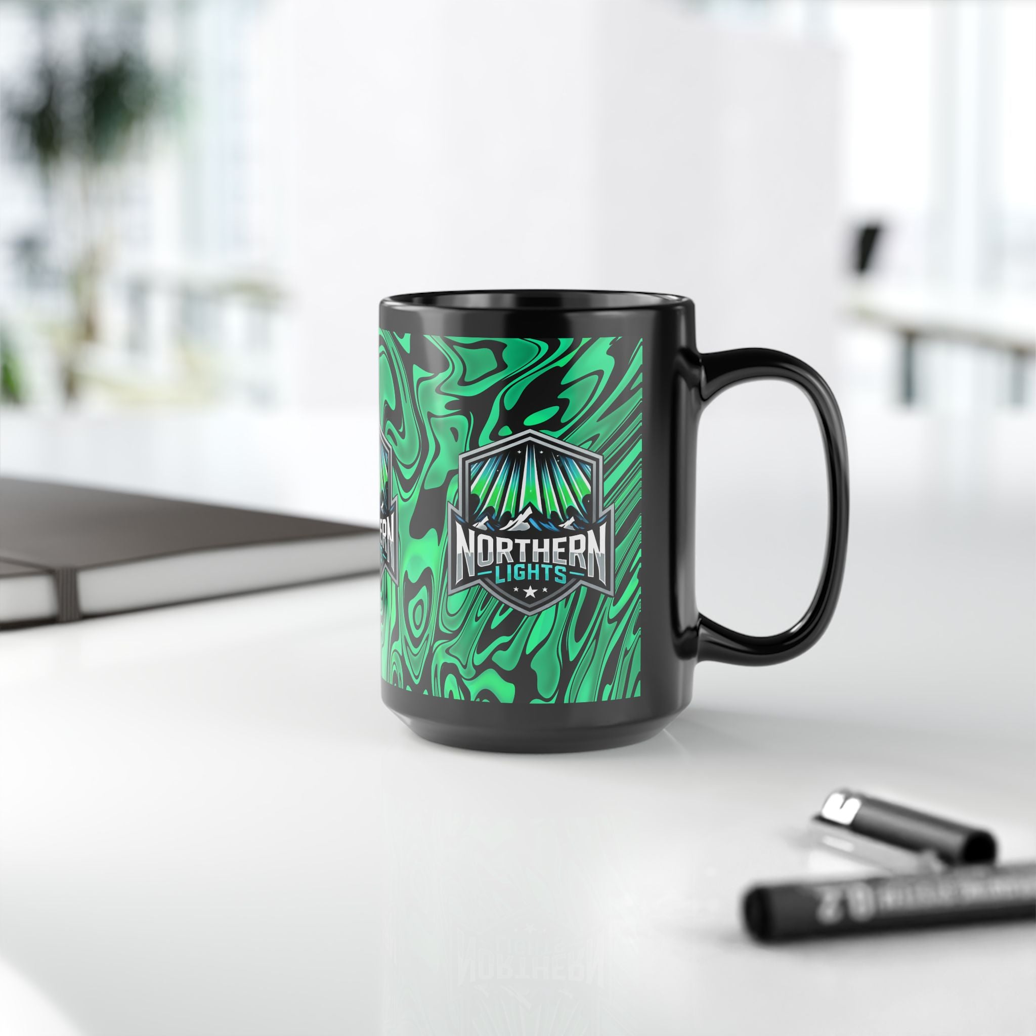 Northern Lights 15oz Black Mug