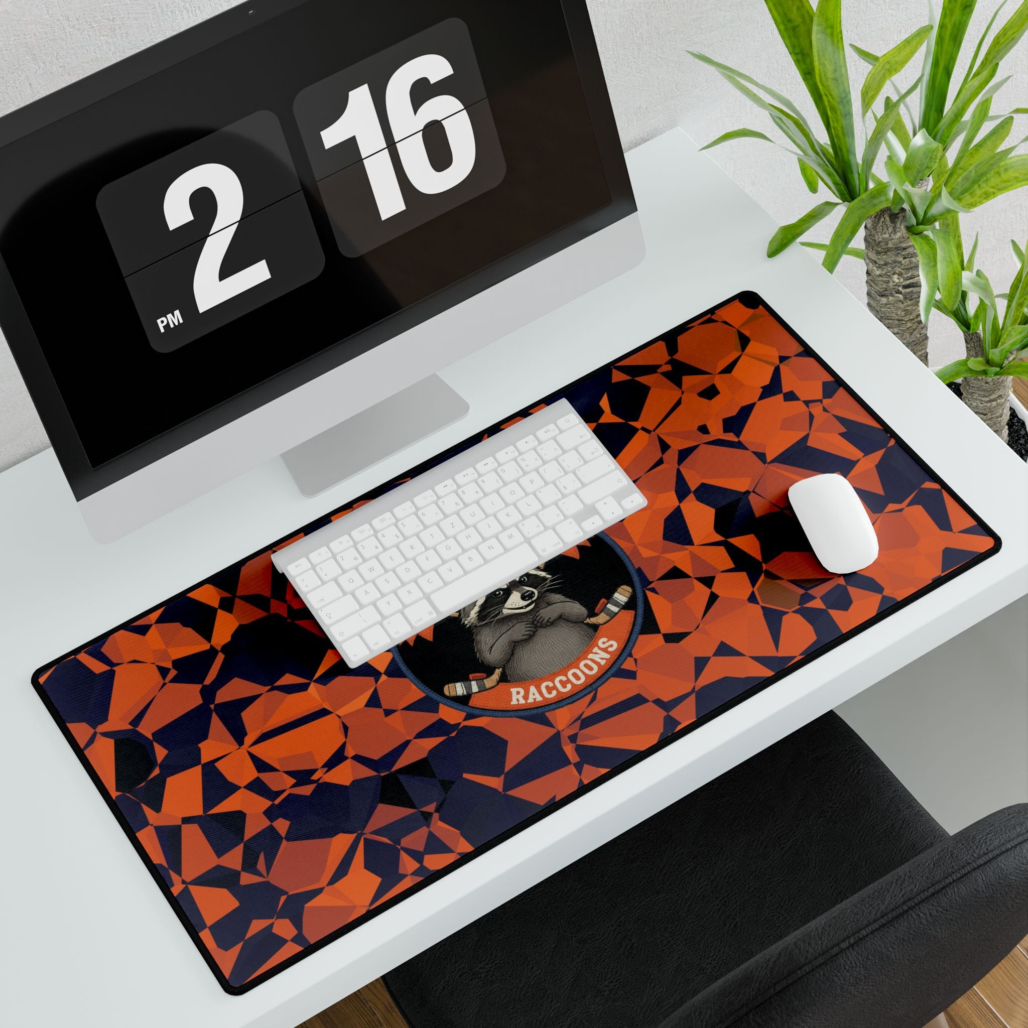 Large Receding Hairline Raccoons Desk Mat 31.5" x 15.5"