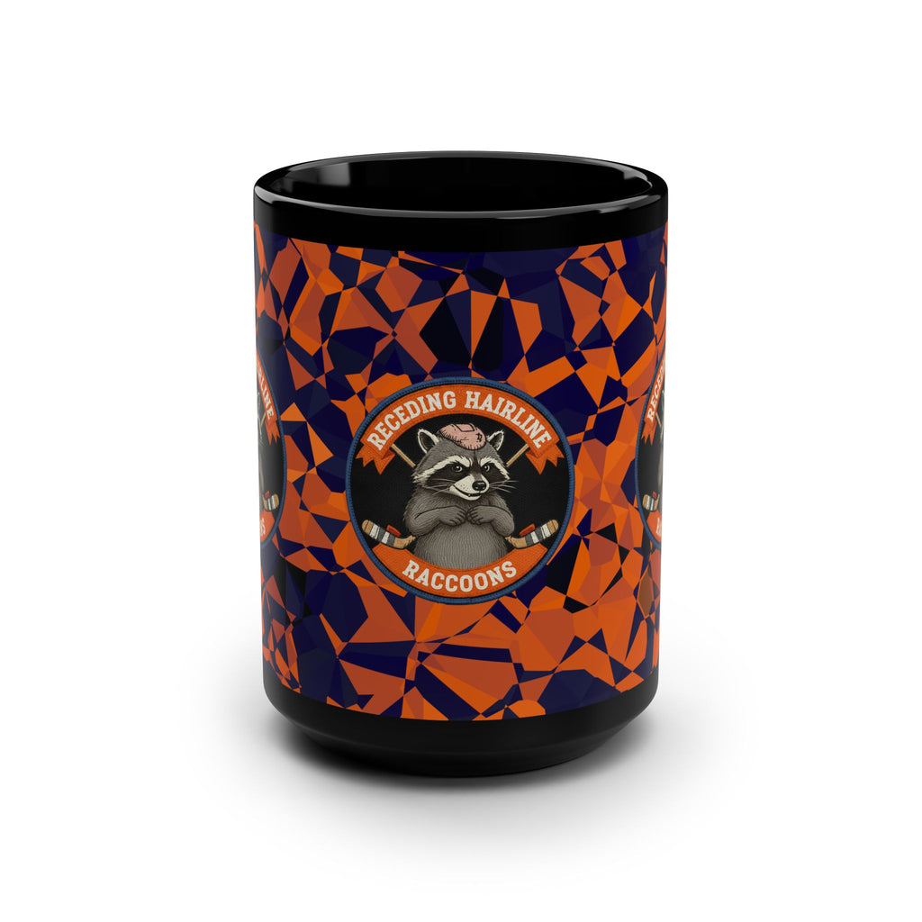 Receding Hairline Raccoons 15oz Black Mug