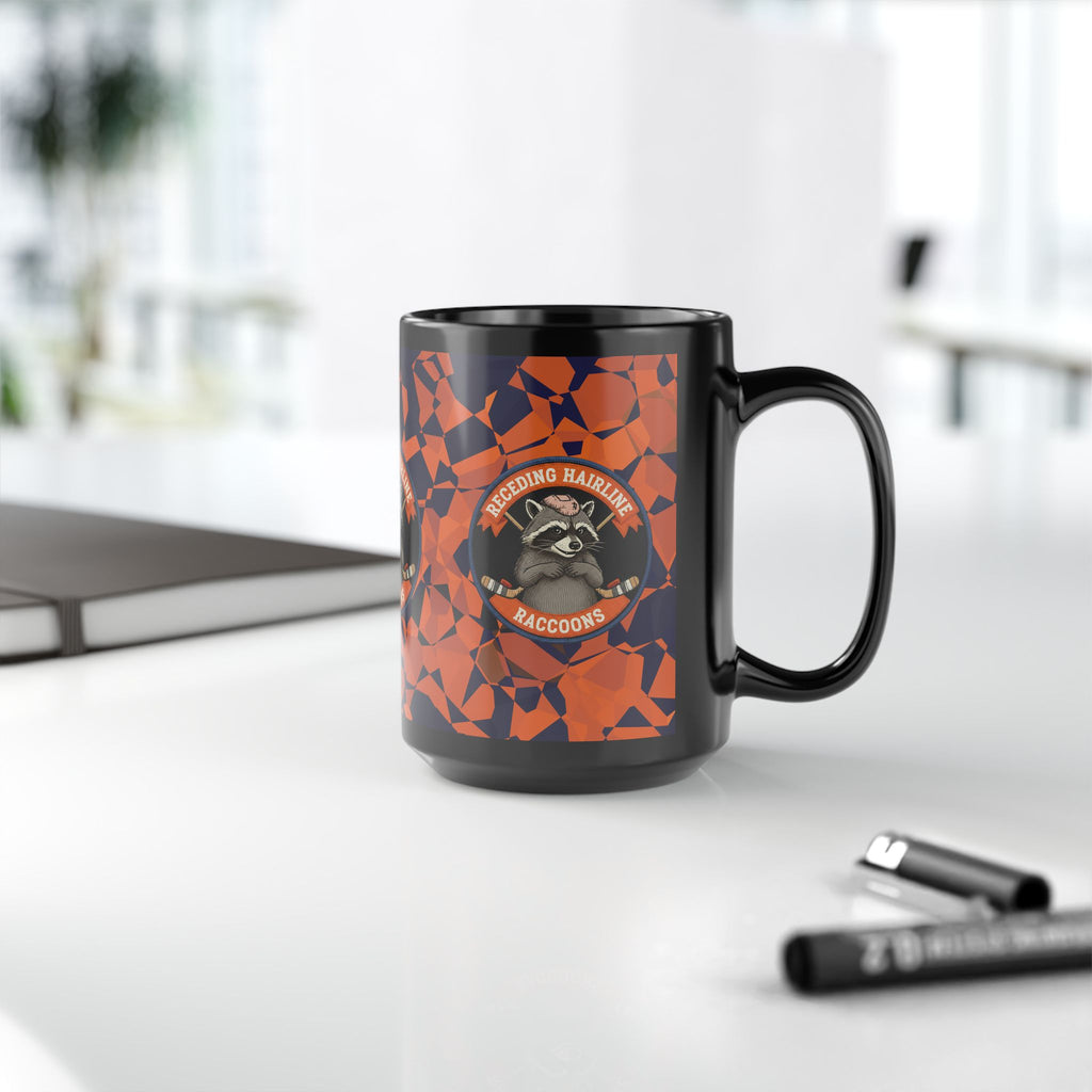 Receding Hairline Raccoons 15oz Black Mug