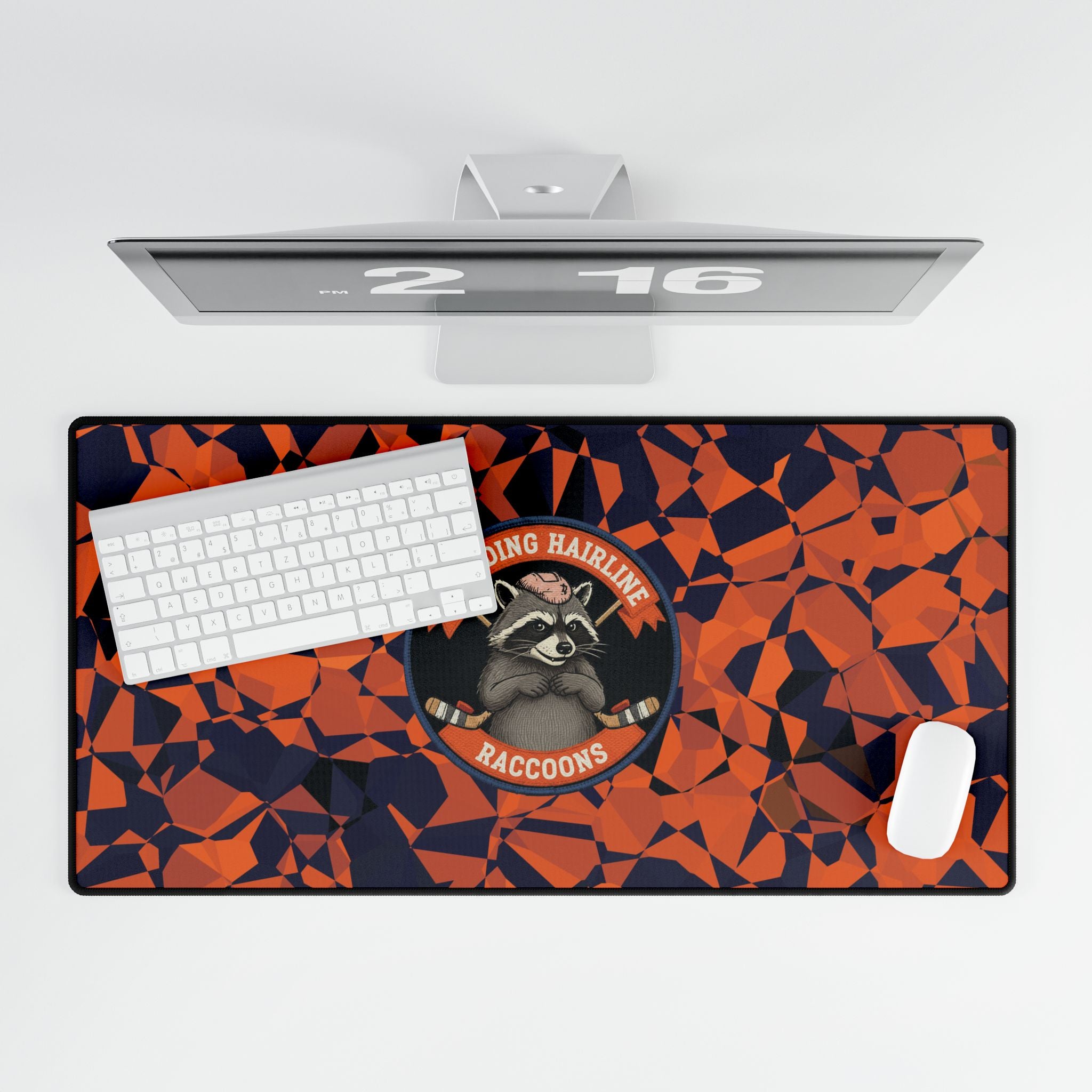 Large Receding Hairline Raccoons Desk Mat 31.5" x 15.5"