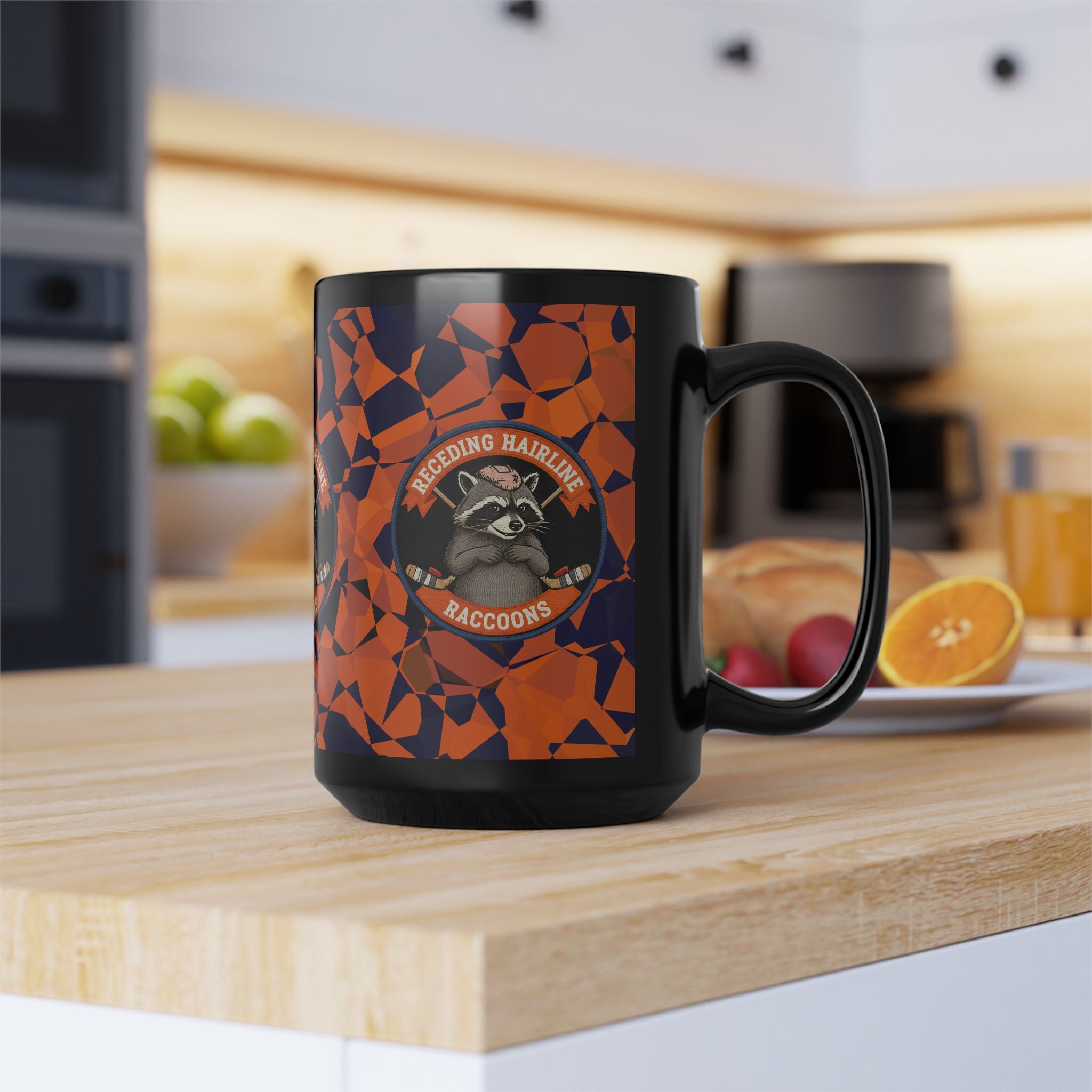 Receding Hairline Raccoons 15oz Black Mug